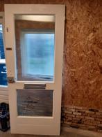 Hardhouten Deur, Ophalen, Gebruikt, 200 tot 215 cm, Glas