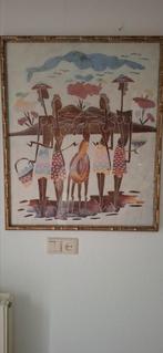 Batik schilderij met een mooie bamboe omlijsting, Ophalen of Verzenden, Zo goed als nieuw, Schilderij, Minder dan 50 cm