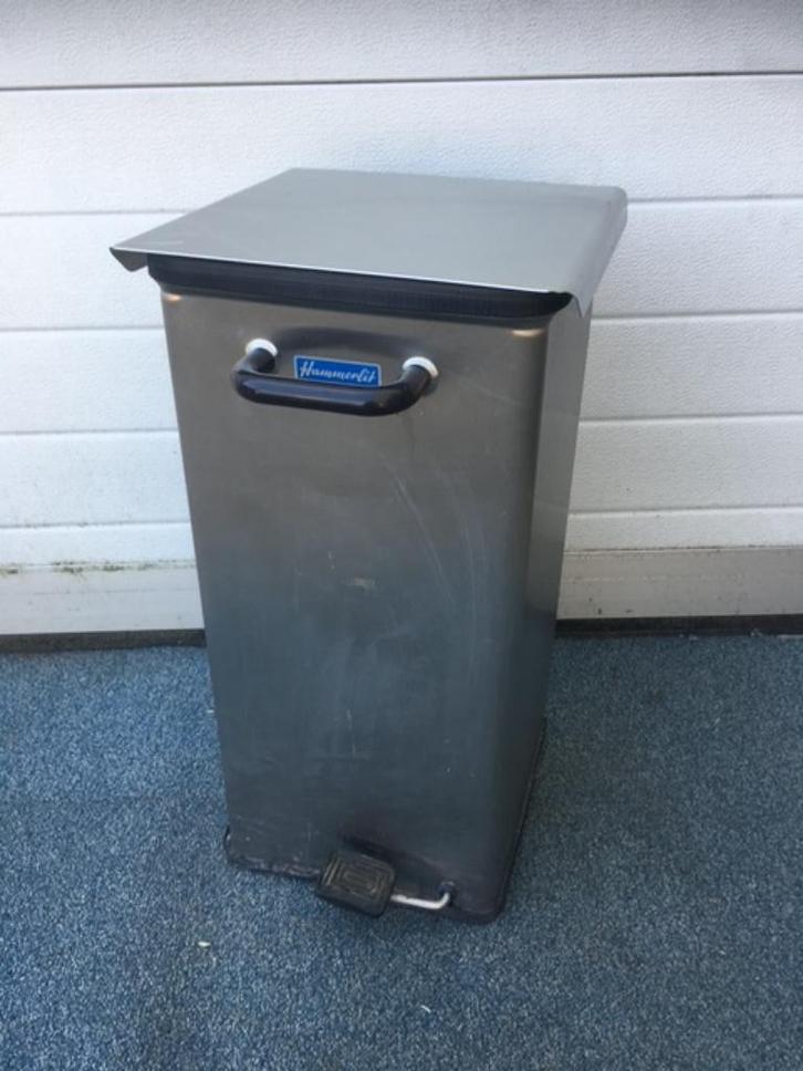 Hammerlit RVS afvalbak, Huis en Inrichting, Woonaccessoires | Prullenbakken, Gebruikt, Rvs, 75 cm of meer, 40 liter of meer, Met pedaal