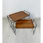 Vintage Teakhout Bijzettafel Silva Sweden jaren 60 retro, 45 tot 60 cm, Zo goed als nieuw, Rechthoekig, Hout