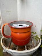 Oranje geëmailleerde Melkoker met  deksel 14 cm x 18 cm, Ophalen of Verzenden