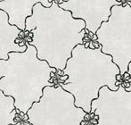 Behang landelijk strikjes vliesbehang, Ophalen of Verzenden, Minder dan 10 m², Grijs