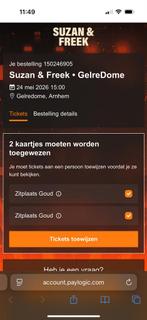 Suzan en Freek Gelredome, Tickets en Kaartjes, Twee personen, November