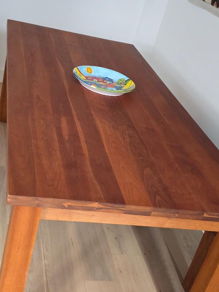 Eetkamertafel en 6 stoelen massiv kersenhout, Huis en Inrichting, Tafels | Eettafels, Zo goed als nieuw, 100 tot 150 cm, 200 cm of meer