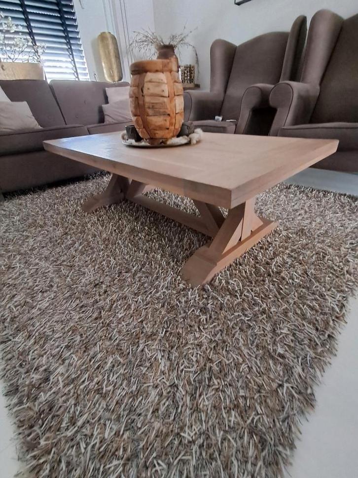 Wie bied? Kloostertafel eikenhout whitewash, Huis en Inrichting, Tafels | Salontafels, Zo goed als nieuw, Minder dan 50 cm, 50 tot 100 cm