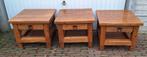 Setje van 3 eikenhouten salontafeltjes, Huis en Inrichting, Tafels | Salontafels, Ophalen, Gebruikt, 50 tot 100 cm, 50 tot 75 cm