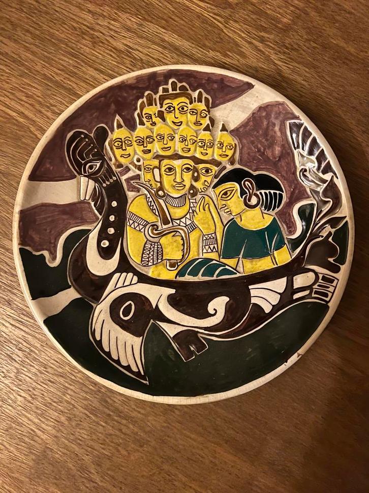 Handgeschilderd Lakpigan Bord, Antiek en Kunst, Antiek | Wandborden en Tegels, Ophalen of Verzenden