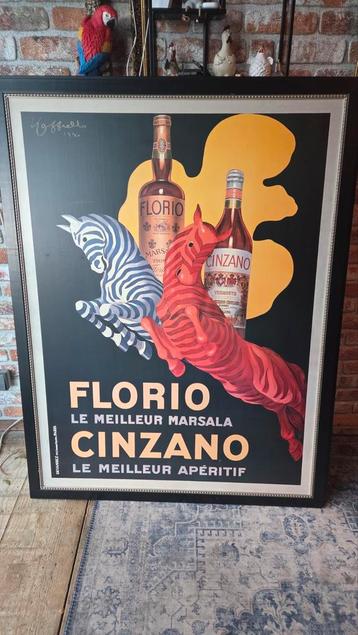 Vintage Florio Cinzano Poster in Lijst beschikbaar voor biedingen