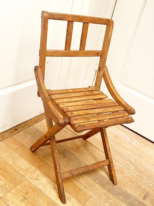 Vintage jaren 50 kleine kinderklapstoel/-vouwstoel, eiken, Kinderen en Baby's, Kinderkamer | Tafels en Stoelen, Gebruikt, Stoel(en)