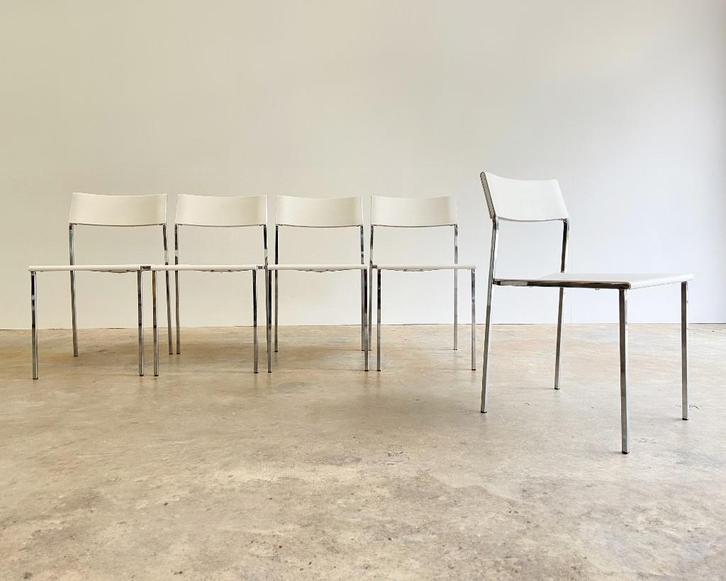 5X Bontempi Midia design eetkamerstoelen, Huis en Inrichting, Stoelen, Gebruikt, Vijf, Zes of meer stoelen, Kunststof, Metaal