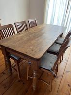 eet tafel plus 6 stoelen, Huis en Inrichting, Tafels | Eettafels, Ophalen, Gebruikt, Grenen, 50 tot 100 cm