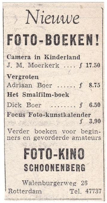 Reclame 1947 Fotograaf Kino Schoonenberg Rotterdam - Foto