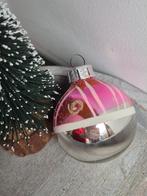 Vintage kerstbal roze zilver 610, *, Gebruikt, *, Ophalen of Verzenden
