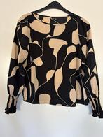 Zwart/Beige Blouse - Maat M, Ophalen of Verzenden, Zo goed als nieuw, Maat 38/40 (M), Zwart
