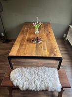 Mooie houten eettafel met metalen frame Afmeting 200x100CM, Ophalen, Gebruikt, 100 tot 150 cm, Eikenhout