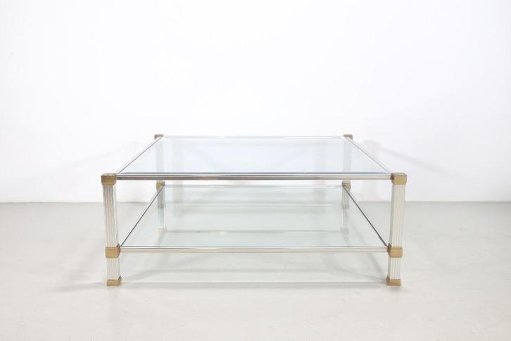 Vintage Hollywood Regency salontafel van Pierre Vandel Paris, Huis en Inrichting, Tafels | Salontafels, Gebruikt, Minder dan 50 cm