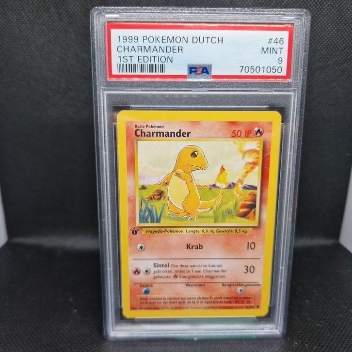 Charmander 1st Edition NL PSA 9, Hobby en Vrije tijd, Verzamelkaartspellen | Pokémon, Zo goed als nieuw, Ophalen of Verzenden