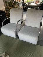 Twee grijze fauteuils - gratis af te halen, Huis en Inrichting, Fauteuils, Ophalen, Gebruikt, Metaal