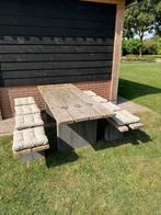 Picknick tafel massief eiken, Ophalen, Rechthoekig, Hout