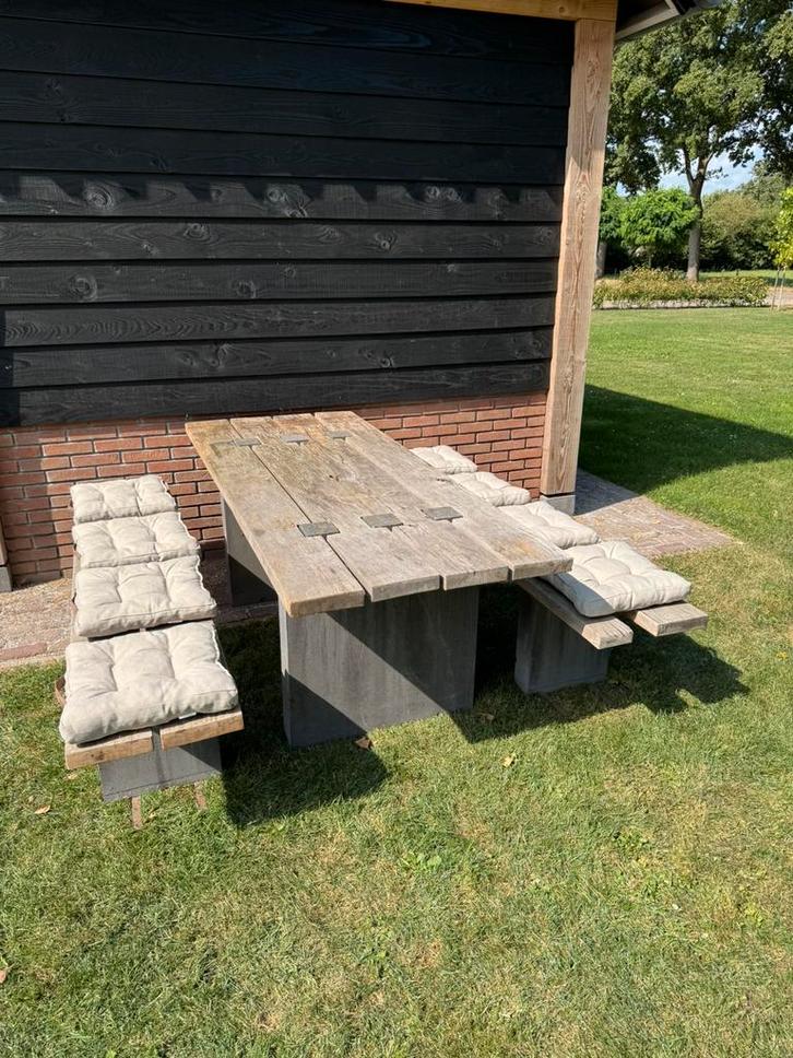 Picknick tafel massief eiken, Tuin en Terras, Picknicktafels, Rechthoekig, Hout, Ophalen