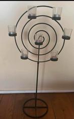 Stijlvolle metalen kandelaar voor 7 kaarsen, Ophalen, Gebruikt, 50 tot 75 cm, Zwart