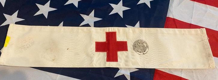 WWII originele US USA Amerikaanse Amerikaans Medic band red, Verzamelen, Militaria | Tweede Wereldoorlog, Landmacht, Amerika, Ophalen of Verzenden