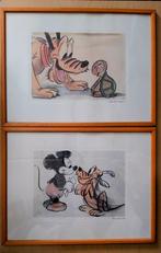 Disney, originele story sketch pluto&turtle 1947 litho, Ophalen of Verzenden