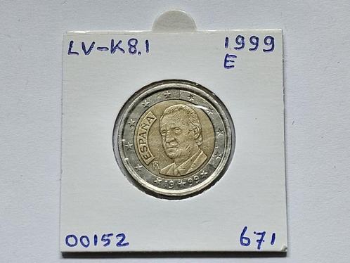 2-euromunt Spanje (E) 1999 Koers LV-K8.1, Postzegels en Munten, Munten | Europa | Euromunten, Losse munt, 2 euro, Spanje, Ophalen of Verzenden
