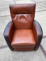 Leren fauteuil cognac bruin, Ophalen, Gebruikt, 50 tot 75 cm, Leer