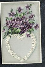 Reliefkaart Hartvorm lelietjes-der-dale, 1913, viooltjes, Verzenden, Voor 1920, Gelopen, Natuur