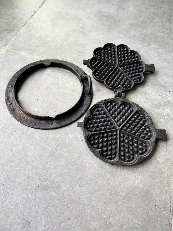 Antiek gietijzeren wafelijzer, Antiek en Kunst, Curiosa en Brocante, Ophalen
