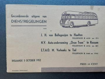 GECOMBINEERDE DIENSTREG. HAAFTEN,ROSSUM,TIEL, 5 OCTOBER 1952 beschikbaar voor biedingen