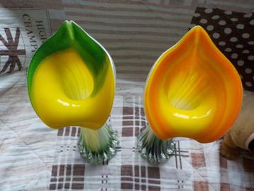 Murano vazen in de vorm van een orchidee - 2 stuks beschikbaar voor biedingen