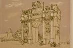 Charles Eyck Litho Parijs Arc du Carrousel Parijs Louvre SP7, Antiek en Kunst, Verzenden