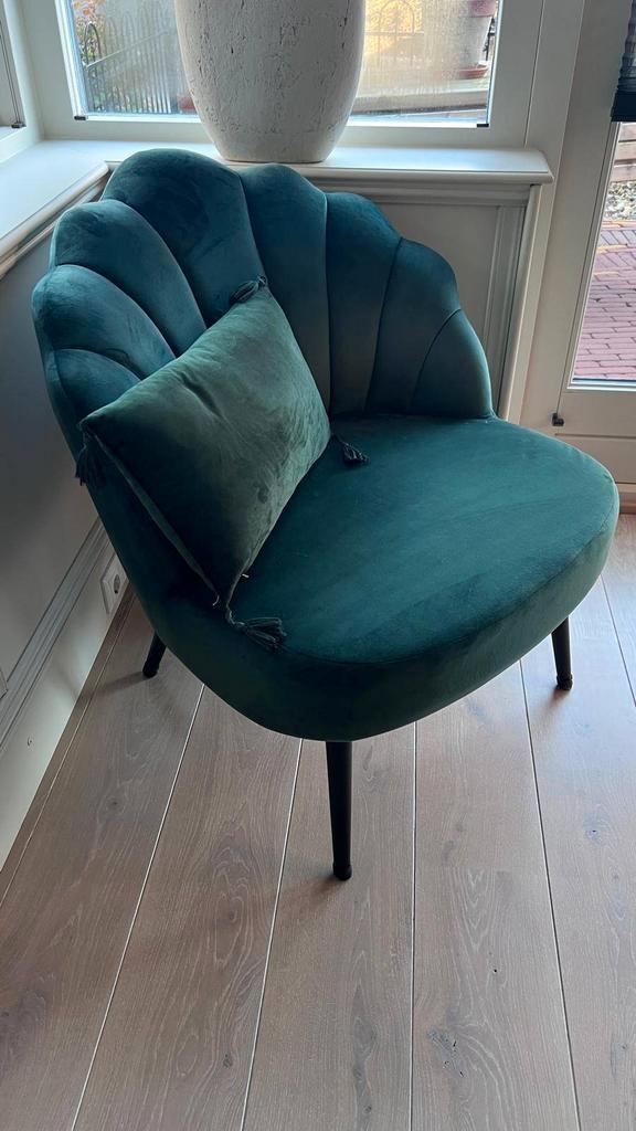 Groene Velvet Stoel – Stijlvol en supercomfortabel, Huis en Inrichting, Stoelen, Zo goed als nieuw, Eén, Overige kleuren, Ophalen