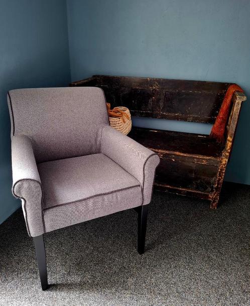 Landelijke Eetkamerfauteuils (6x), Huis en Inrichting, Stoelen, Gebruikt, Vijf, Zes of meer stoelen, Stof, Grijs, Ophalen