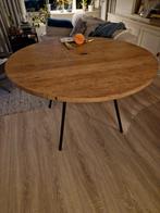 Eettafel, hout/zwart ijzer, 120 cm, Ophalen, Rond, Zo goed als nieuw, Vier personen