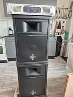 Complete PA set met Palladium 900 versterker 2x525watt(4ohm), Ophalen, Gebruikt, 120 watt of meer, Overige merken
