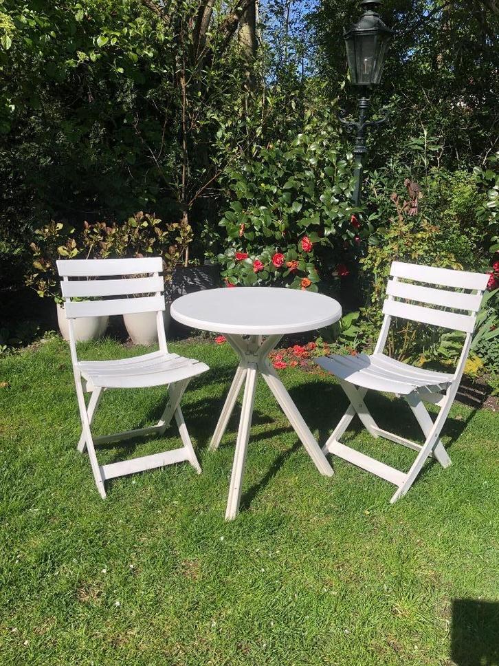 Tuinset (kunstsof) Grossfilex 3-delig 1986., Tuin en Terras, Tuinsets en Loungesets, Gebruikt, Tuinset, Kunststof, 2 zitplaatsen