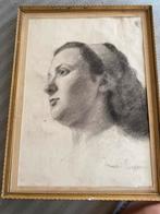 La Modella- Mario Borgoni- vet potlood -1935, Ophalen of Verzenden