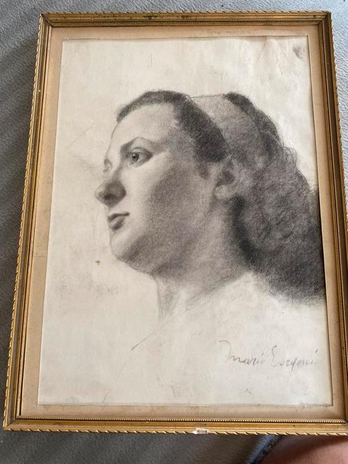 La Modella- Mario Borgoni- vet potlood -1935, Antiek en Kunst, Kunst | Tekeningen en Foto's, Ophalen of Verzenden