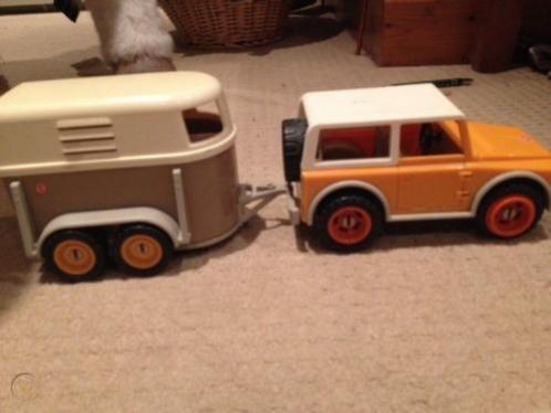 Schleich jeep met paardentrailer, Verzamelen, Speelgoed, Gebruikt, Verzenden