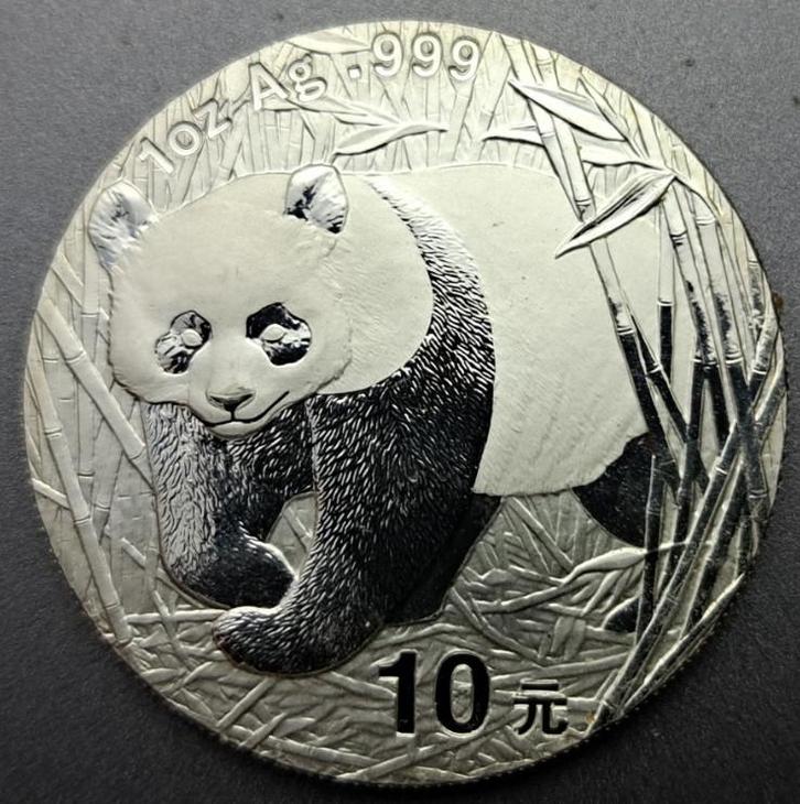 China, Panda 2002 - 1 Oz. puur zilver, Postzegels en Munten, Munten | Azië, Losse munt, Oost-Azië, Zilver, Ophalen of Verzenden