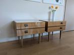 setje vintage nachtkastjes midcentury, Ophalen of Verzenden, Zo goed als nieuw, Hout, Minder dan 55 cm