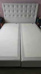 Beige boxspring 160x200, Ophalen, Gebruikt, Beige, Tweepersoons