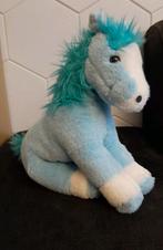 Knuffel paard blauw middelgroot, Ophalen of Verzenden, Gebruikt, Paard