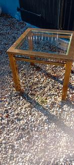 Holywood Regency 70ties metalenBijzettafel met glasplaat, Huis en Inrichting, Tafels | Bijzettafels, Minder dan 55 cm, Gebruikt