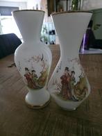 Antieke Geisha Vazen - Handgeschilderd Glas, Antiek en Kunst, Ophalen of Verzenden