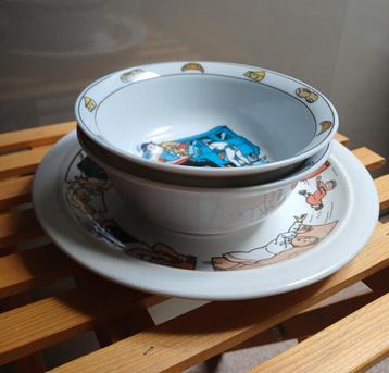 Suske en Wiske ontbijtbordje en 2 compôteschaaltjes  beschikbaar voor biedingen