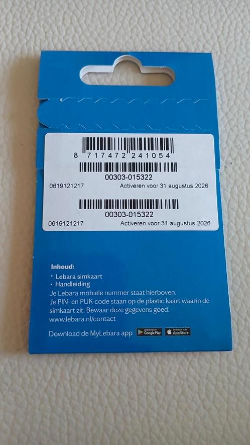 MOOI NUMMER LEBARA PREPAID SIMKAART 06-19-12-12-17, Telecommunicatie, Prepaidkaarten en Simkaarten, Nieuw, KPN, Ophalen of Verzenden